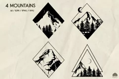 4 Mountain silhouettes SVG PNG EPS Product Image 2