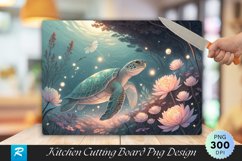 Dreamy Turtle Swim with Glowing Pastels Cutting Board PNG Product Image 1