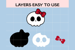Kawaii Skull with Bow SVG | Cute Halloween Skull Clipart Product Image 2