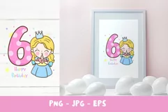 Birthday number sixth birthday party angel kawaii clipart Product Image 5