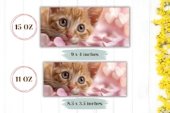 Cute Cat Mug Wrap, Love Hearts Mug Print, Animals Mug Design Product Image 2