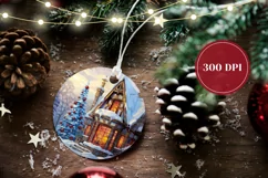 Christmas House Ornament Design, Winter House Product Tag Product Image 2