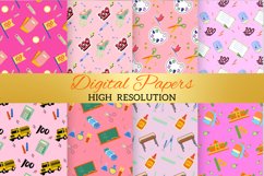 Pink 100 Days of School Digital Paper Patterns Design Product Image 2