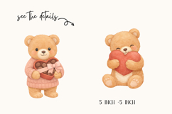 Lovely Bear Watercolor Clipart Cute Teddy Bears with Hearts Product Image 2