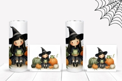 Cartoon Witch Tumbler, Watercolor Halloween Tumbler Design Product Image 2