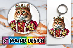 Cheerful Circle Keychains Design PNG, Royal Cat Product Image 1
