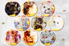 Cats &amp; Flowers | Round earring Sublimation design bundle Product Image 2