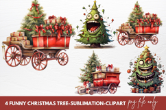Funny Christmas Tree Sublimation Clipart Product Image 1