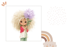 Cartoon Girl Pillow PNG, Cute Girl Pillowcase Template Product Image 2