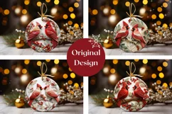 3D Christmas Round Ornament, Christmas Birds Ornament PNG Product Image 2