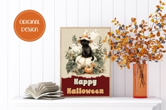Happy Halloween Greeting Card, Vintage Halloween Cat Card Product Image 2
