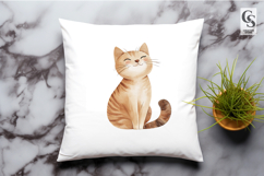 Cute Ginger Cat Watercolor Illustration Clipart Sublimation Product Image 2