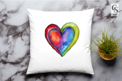 Colorful Watercolor Heart Illustration Clipart PNG Product Image 3