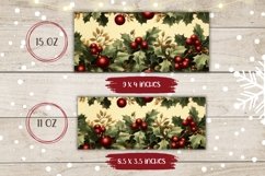 Christmas Berries Mug Design, Christmas Coffee Mug Wrap Product Image 2