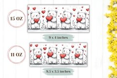 Cute Bear Mug Template, Love Hearts Mug Wrap Design PNG Product Image 2