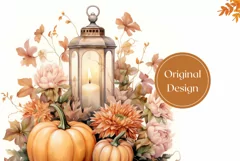Watercolor Pumpkins Sublimation PNG, Fall Tumbler Wrap Product Image 2