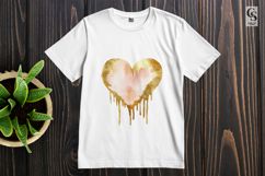 Gold Dripping Watercolor Heart Clipart Sublimation PNG Product Image 2