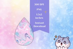 Pastel Teardrop Earring Sublimation, Fluid Art Earring PNG Product Image 2