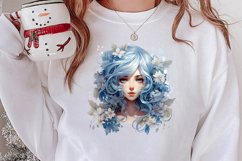 Blue Christmas Watercolor Clipart, Blue Christmas Sublimatio Product Image 2