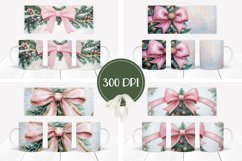 Watercolor Christmas Tree Mug Design, Christmas Ribbon Mug Product Image 2