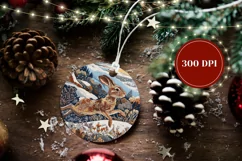 Knitted Winter Hare Ornament PNG, Merry Christmas Ornament Product Image 2