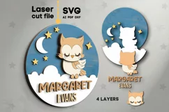 Owl Baby Name Sign SVG Laser cut file for Glowforge Product Image 2
