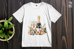 Elegant Champagne Bottle Floral Clipart Sublimation PNG Product Image 2