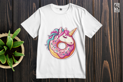 Cute Unicorn Donut Clipart Sublimation PNG Product Image 2
