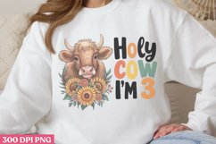 Holy Cow I&#039;m 3 PNG,Highland Cow Sublimation PNG Product Image 2