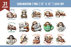 Funny Sarcastic Quotes Sloth Sublimation Design PNG Bundle Product Image 3