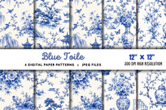 Blue Toile Digital Paper JPG Product Image 1