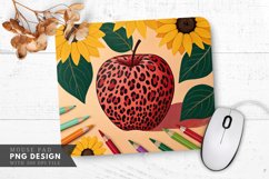Leopard Print Apple Sunflowers and Pencils Mouse Pad PNG Product Image 1