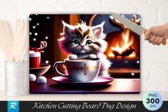 Kitten with Reindeer Antlers and Chocolate Cutting Board PNG Product Image 1
