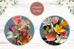 Floral Car Coaster Template, Cartoon Flowers Coasters Product Image 2