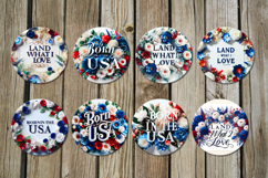 Patriotic USA flowers | 8 American Round earring designs Product Image 2