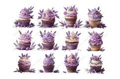 Lavender Cupcake Clipart, Floral Cupcake Clipart Product Image 2