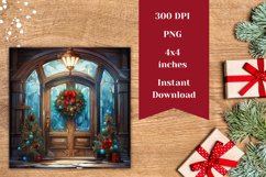 Christmas Square Coasters, Christmas Door Sublimation Design Product Image 2
