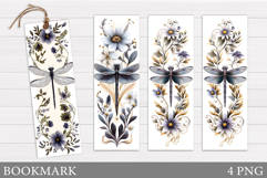 Dragonfly Bookmark Design. Flowers Bookmark Sublimation Product Image 1