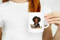 Boss Lady Illustration, Girl with Laptop, Strong Woman PNG Product Image 2