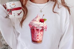 Pink Christmas Coffee Sublimation Clipart, Christmas PNG Product Image 2
