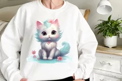 Adorable Cat Mermaid Clipart, Watercolor Clipart Product Image 2