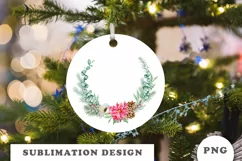 Watercolor Christmas Floral Wreath png Product Image 2