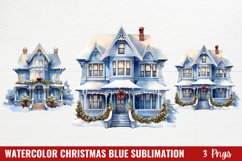Watercolor Christmas Blue Sublimation Product Image 1