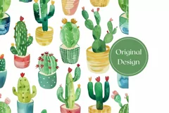 Cactus Tumbler Wrap, Watercolor Plants Tumbler Sublimation Product Image 2