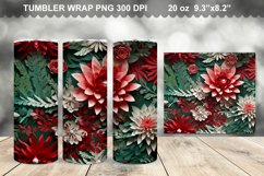 3D Christmas Flowers Wrap Tumbler Design Product Image 1