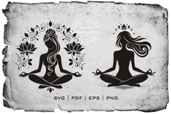 Elegant Yoga Silhouette with Lotus Flowers Product Image 2
