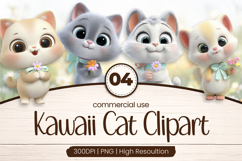 Cute Kawaii Kitten Friends Clipart Sublimation PNG Product Image 1