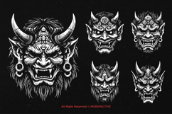 10 Bundle Dark Art Tengu Mask Hannya Oni Japanese Demon Product Image 3