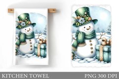 Snowman Kitchen Towel. Christmas Kitchen Towel Design Product Image 1