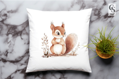 Cute Woodland Squirrel Watercolor Clipart Sublimation PNG Product Image 2